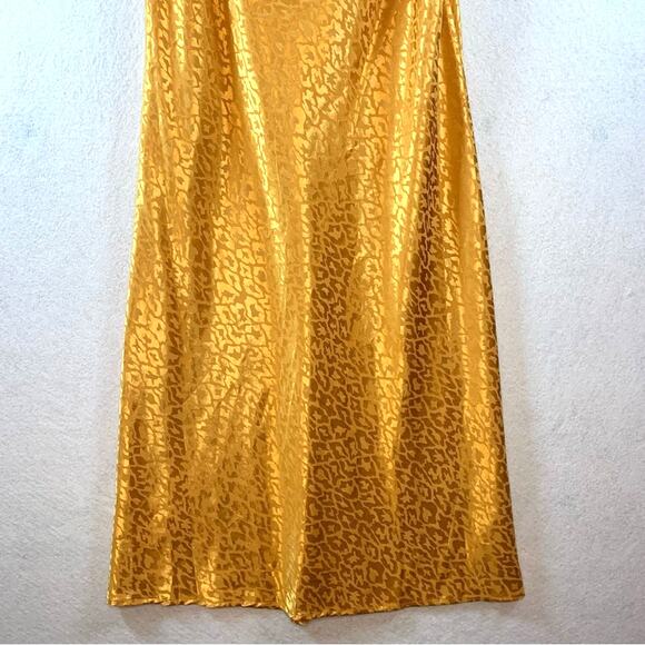 Emma Michelle Womens Cowl Neck Slip Dress Sz L Y2K Retro Golden Goddess Leopard - Picture 4 of 13